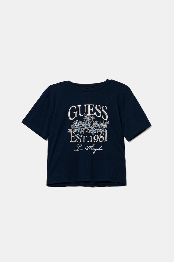 Dječja majica kratkih rukava Guess print mornarsko plava J5YI19.K6YW4.9BYA