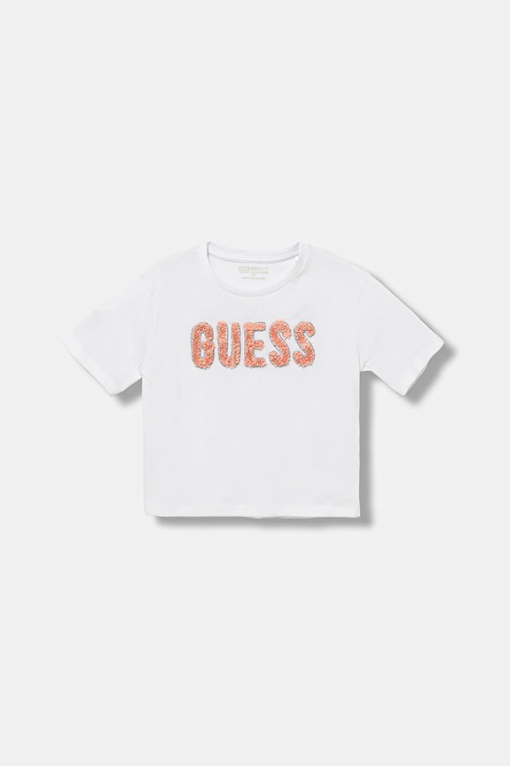 Guess t-shirt bawełniany dziecięcy aplikacja biały J5YI47.K8HM4.9BYA