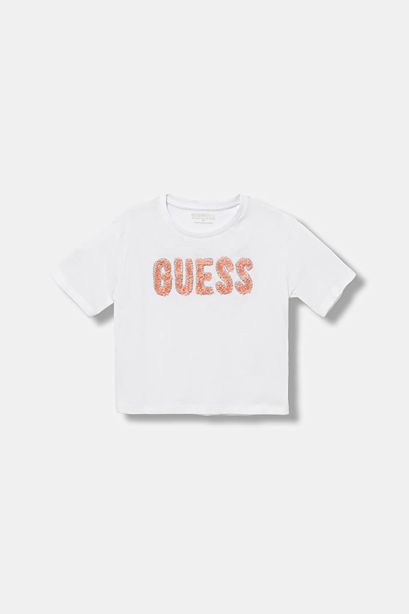 Guess t-shirt bawełniany dziecięcy aplikacja biały J5YI47.K8HM4.9BYA