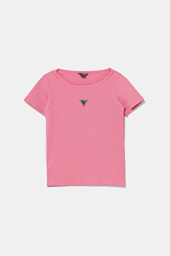 Guess t-shirt dziecięcy z elastanem różowy J5YP03.KB1O1.9BYA