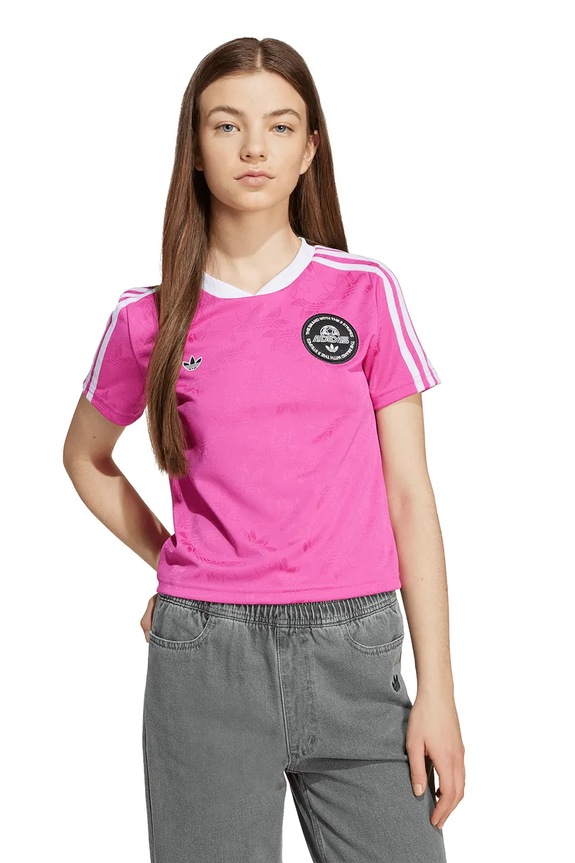 Παιδικό μπλουζάκι adidas Originals στάμπα ροζ JV7683