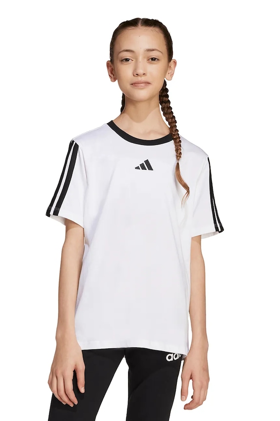Dětské bavlněné tričko adidas kulatý bílá JW8628