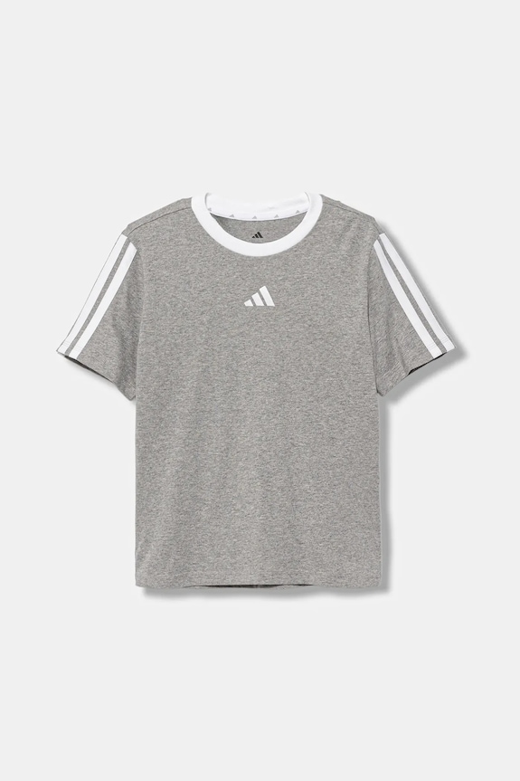 adidas t-shirt bawełniany dziecięcy JW8631 szary AW25
