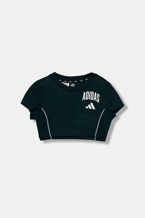 Παιδικό βαμβακερό μπλουζάκι adidas JW8657 πράσινο AW25