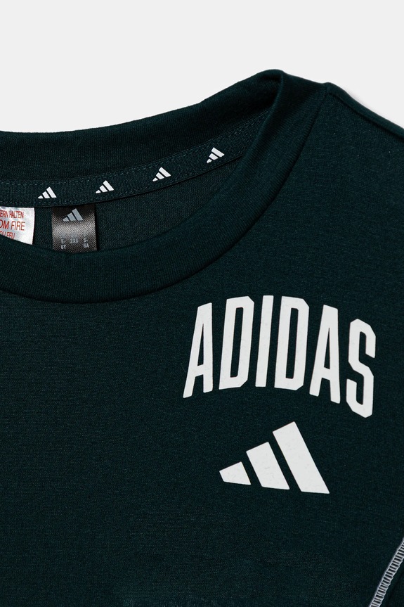 Παιδικό βαμβακερό μπλουζάκι adidas πράσινο JW8657