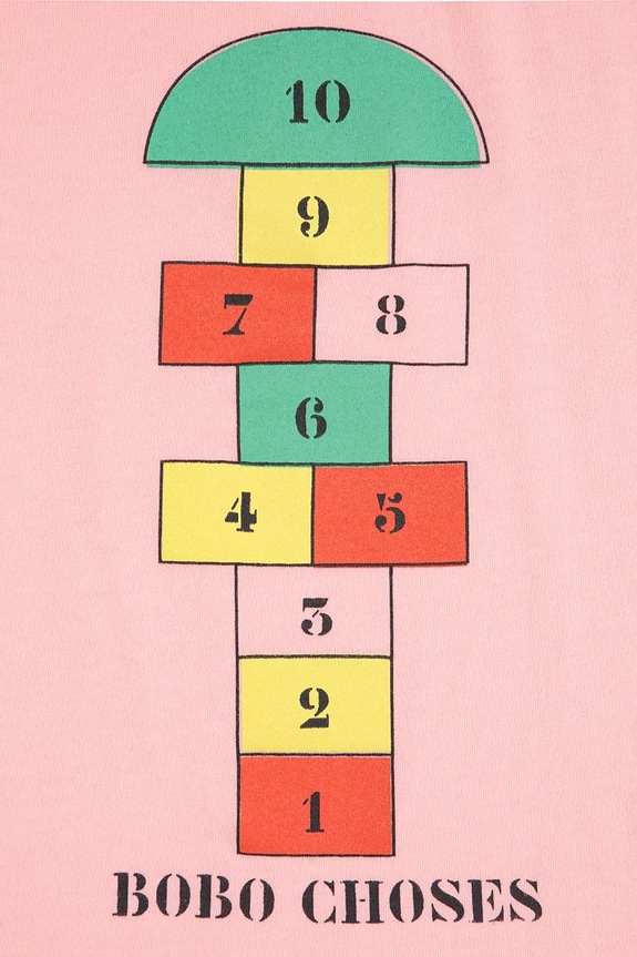 Dziewczynka Bobo Choses t-shirt bawełniany dziecięcy Hopscotch 225AC143 różowy