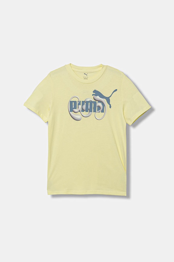 Otroška bombažna kratka majica Puma GRAPHIC No. 1 Logo Tee G Okrogel rumena 688497.