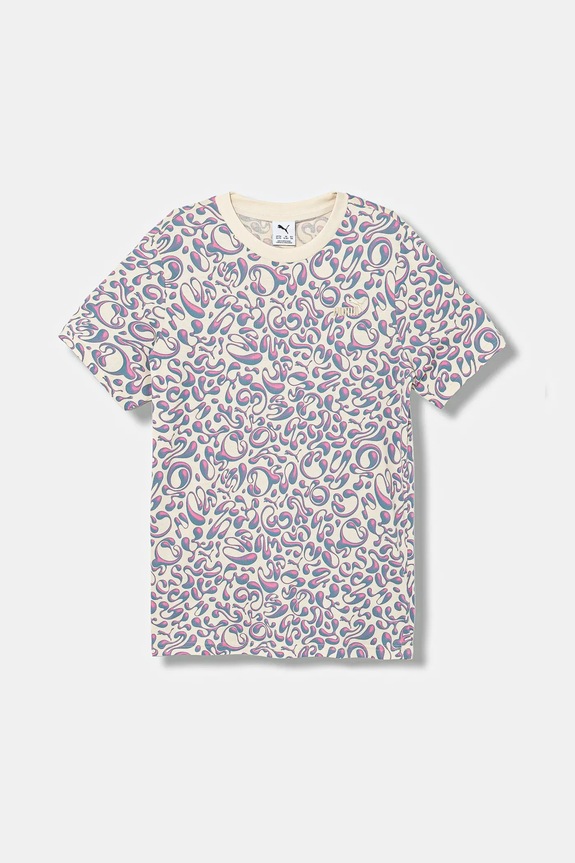 Detské bavlnené tričko Puma TWEENERVERSE AOP Tee G bavlna fialová 688500