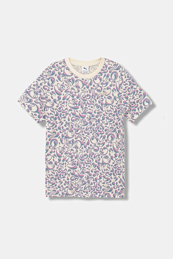 Detské bavlnené tričko Puma TWEENERVERSE AOP Tee G bavlna fialová 688500