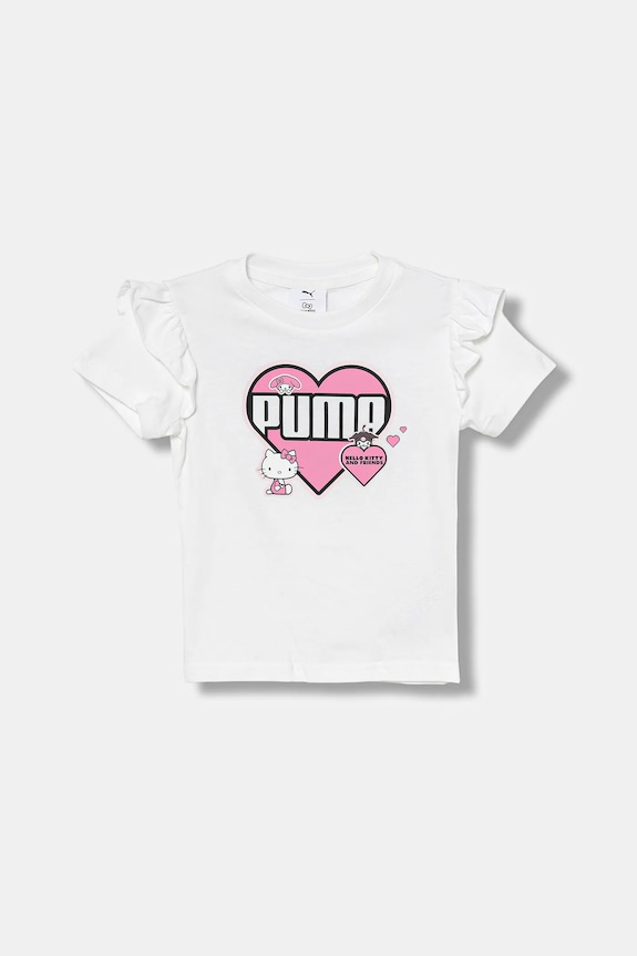 Puma t-shirt bawełniany dziecięcy PUMA X HELLO KITTY & FRIENDS Ruffle Tee nadruk biały 632386