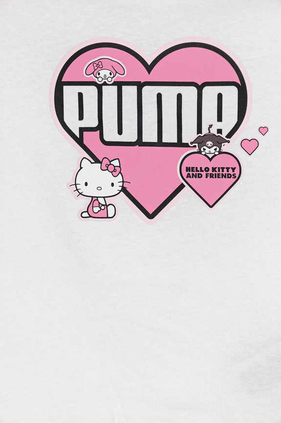 Dziewczynka Puma t-shirt bawełniany dziecięcy PUMA X HELLO KITTY & FRIENDS Ruffle Tee 632386 biały