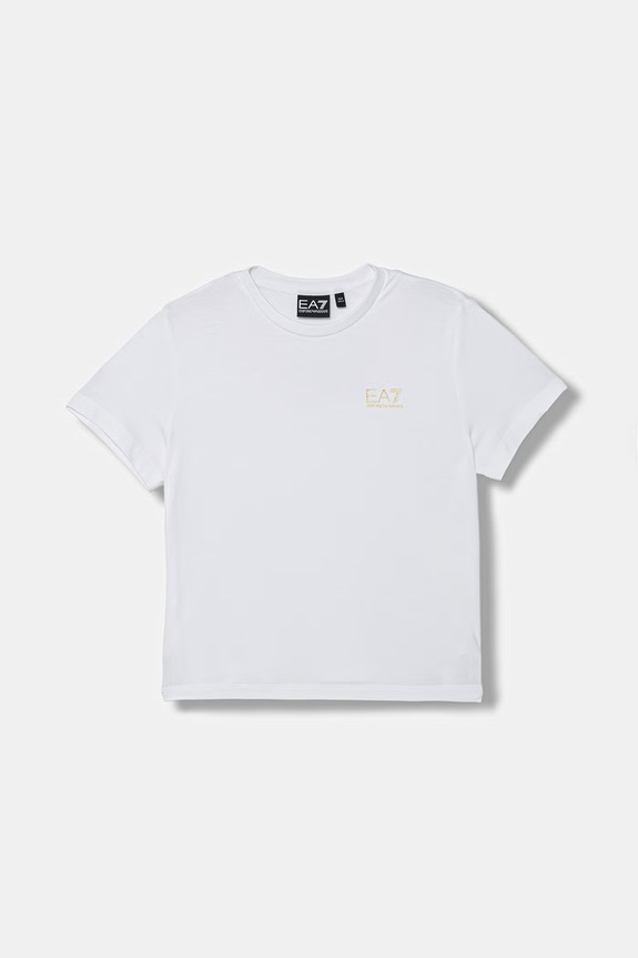 EA7 Emporio Armani T-shirt basic dziecięcy z bawełną biały 7G000137.AF10373