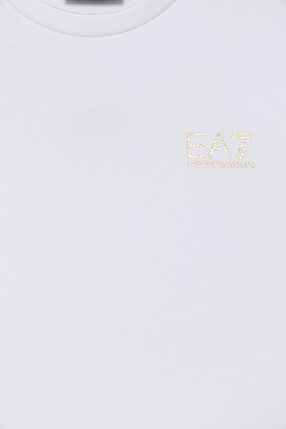 Dziewczynka EA7 Emporio Armani T-shirt basic dziecięcy z bawełną 7G000137.AF10373 biały