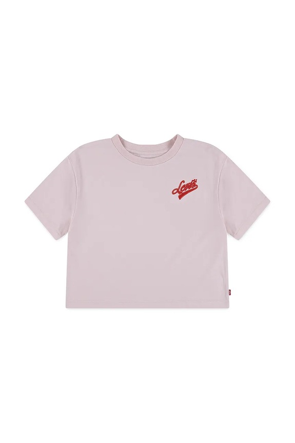 Levi's t-shirt bawełniany dziecięcy BOXY MEET AND GREET nadruk różowy 3EN561