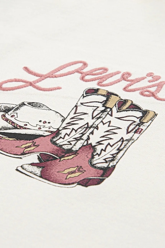 Dziewczynka Levi's t-shirt dziecięcy WESTERN OVERSIZED TEE 4EP074 beżowy