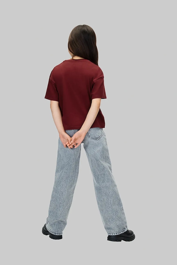 Παιδικό βαμβακερό μπλουζάκι Calvin Klein Jeans μπορντό IG0IG03040.128.170.9BYA