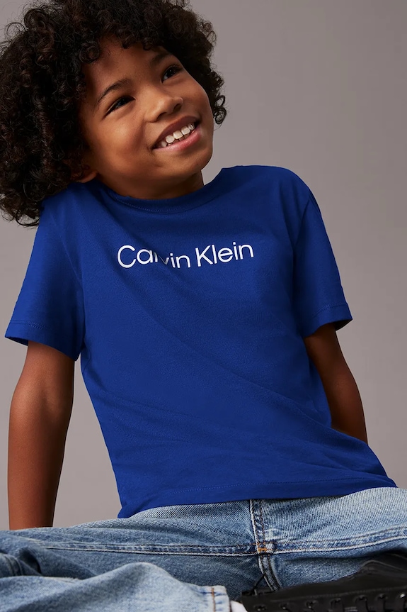 Calvin Klein Jeans t-shirt bawełniany dziecięcy nadruk granatowy IU0IU00682.128.170.9BYA