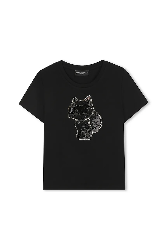 Detské tričko Karl Lagerfeld s elastanom čierna Z30944.156.162