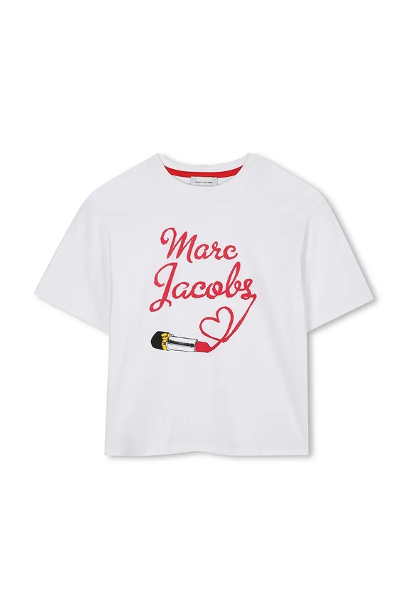 Παιδικό βαμβακερό μπλουζάκι Marc Jacobs W60579.114.150 λευκό AW25