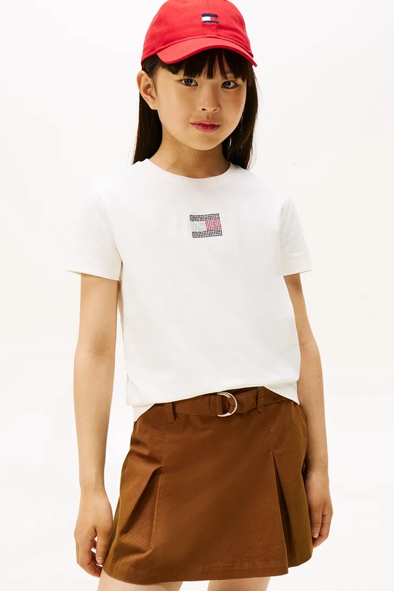 Tommy Hilfiger tricou de bumbac pentru copii imprimeu alb KG0KG09012.9BYA