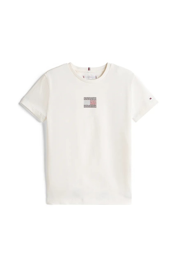Tommy Hilfiger tricou de bumbac pentru copii KG0KG09012.9BYA alb AW25