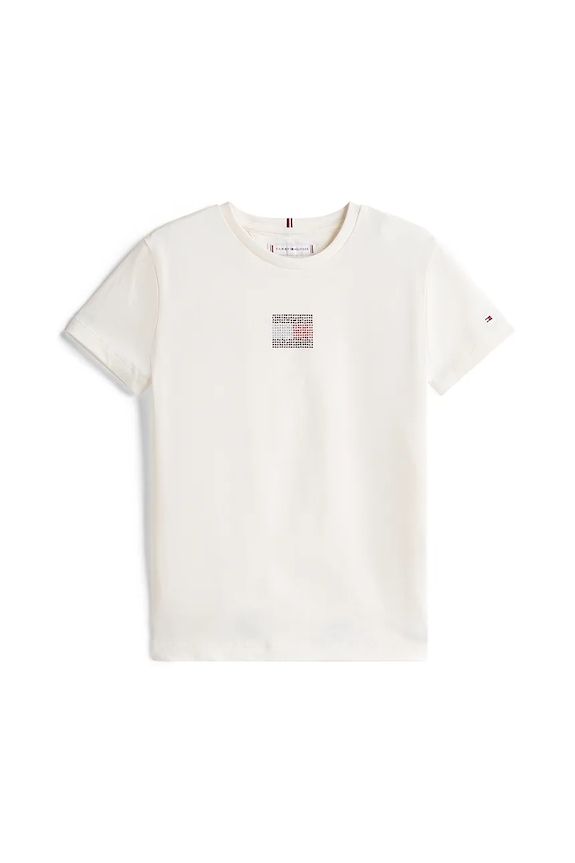 Tommy Hilfiger tricou de bumbac pentru copii KG0KG09012.9BYA alb AW25