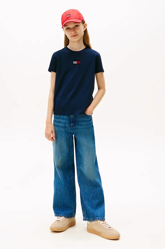 Dječja pamučna majica kratkih rukava Tommy Hilfiger mornarsko plava KG0KG09012.9BYA