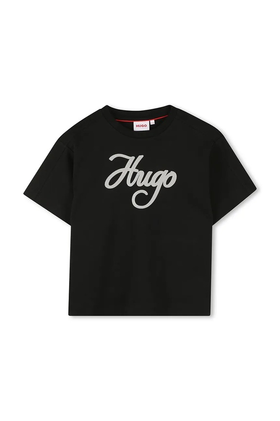 HUGO t-shirt bawełniany dziecięcy nadruk czarny G00571.102.108