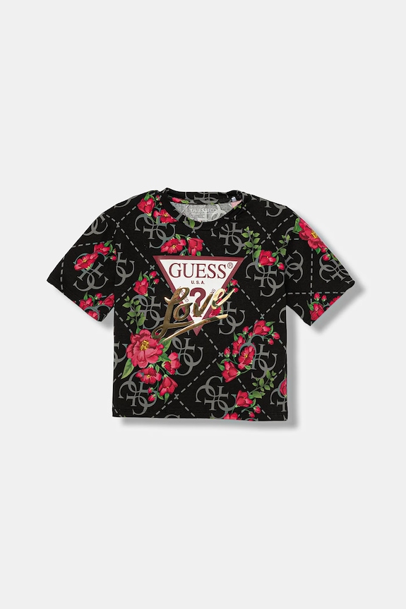 Παιδικό μπλουζάκι Guess εμπριμέ μαύρο J5BI10.J1314.9BYA