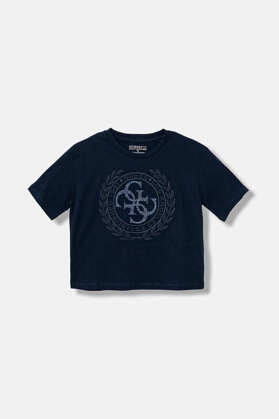 Guess t-shirt bawełniany dziecięcy aplikacja granatowy J5BI22.I3Z14.9BYA