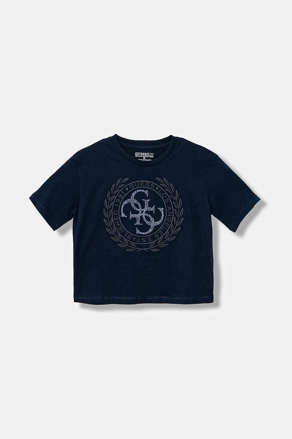 Guess t-shirt bawełniany dziecięcy aplikacja granatowy J5BI22.I3Z14.9BYA