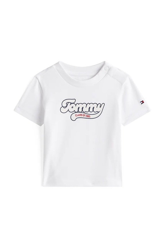 Παιδικό βαμβακερό μπλουζάκι Tommy Hilfiger στάμπα λευκό KN0KN02055.9BYA