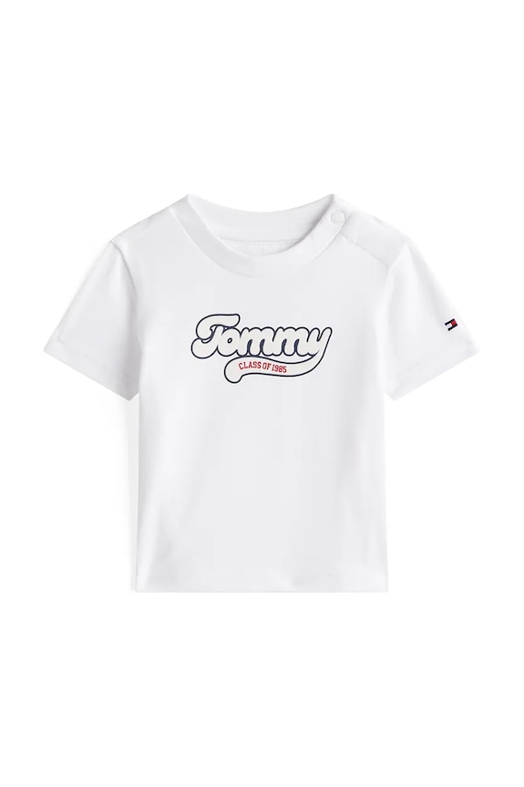 Παιδικό βαμβακερό μπλουζάκι Tommy Hilfiger στάμπα λευκό KN0KN02055.9BYA