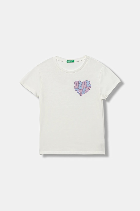 United Colors of Benetton tricou de bumbac pentru copii print alb 3I1XC10Q1.G.seasonal