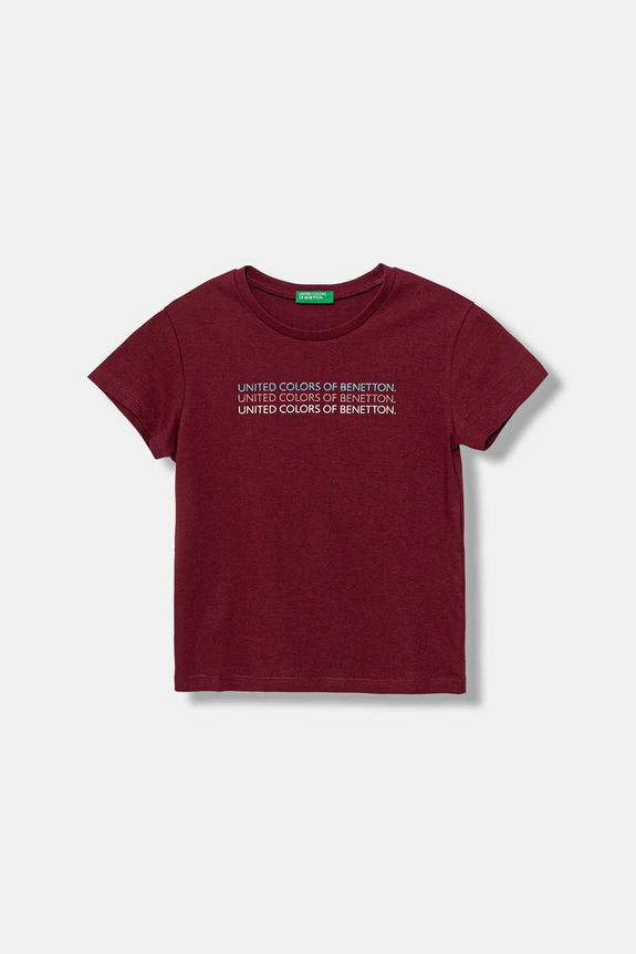 United Colors of Benetton tricou de bumbac pentru copii print burgundia 3I1XC10Q1.G.seasonal