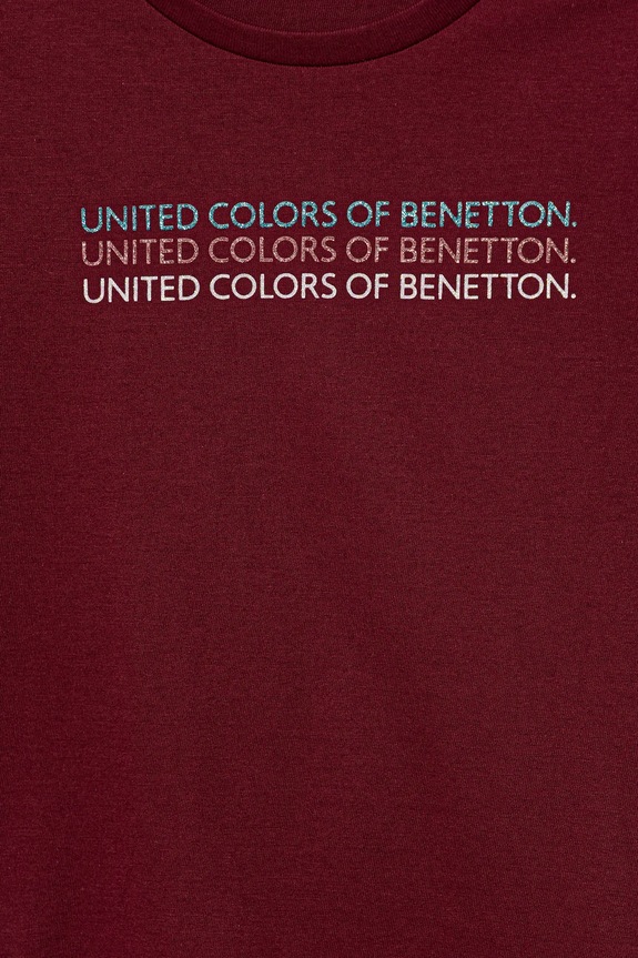 Fete United Colors of Benetton tricou de bumbac pentru copii 3I1XC10Q1.G.seasonal burgundia
