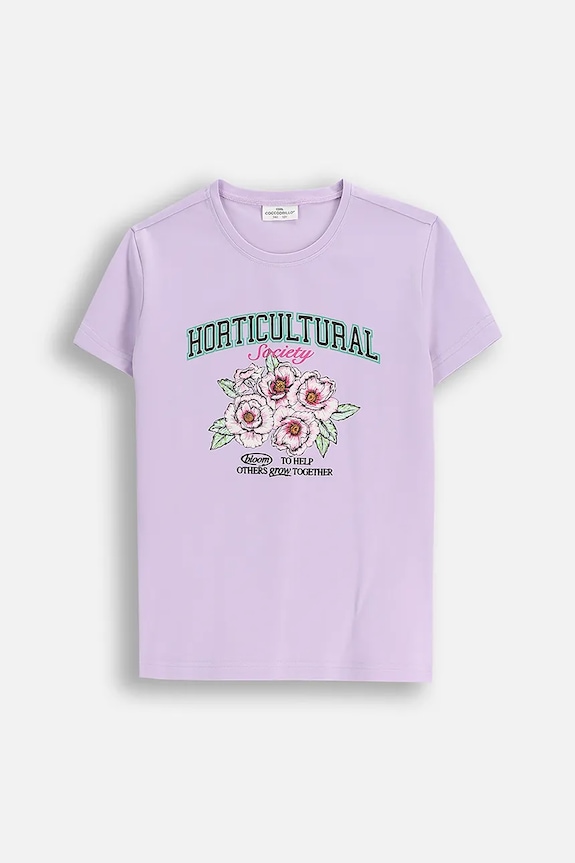 Coccodrillo t-shirt dziecięcy z elastanem fioletowy ZC5143223VGA