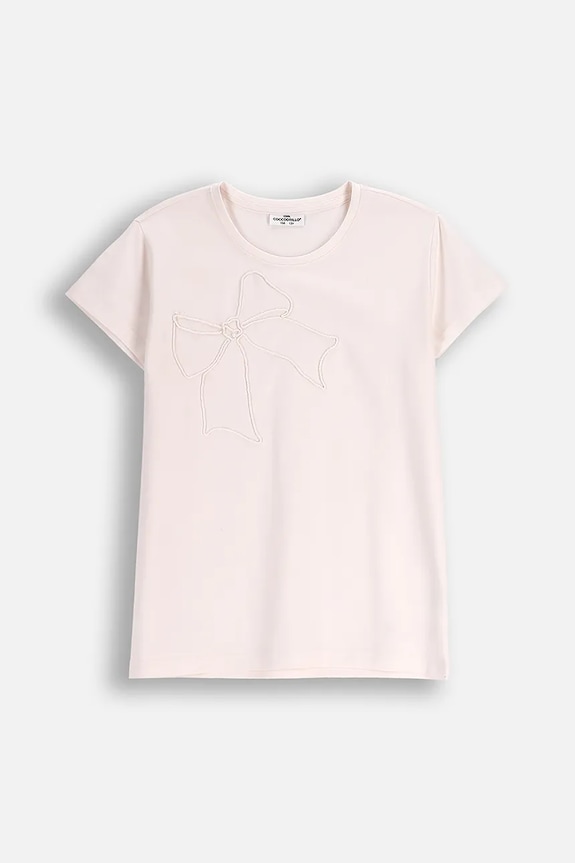 Coccodrillo t-shirt dziecięcy z elastanem beżowy ZC5143204FGJ