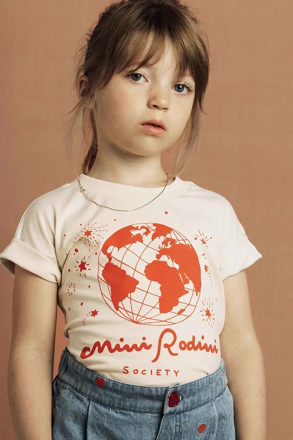 Detské bavlnené tričko Mini Rodini Mini Rodini society bavlna béžová 2562011811