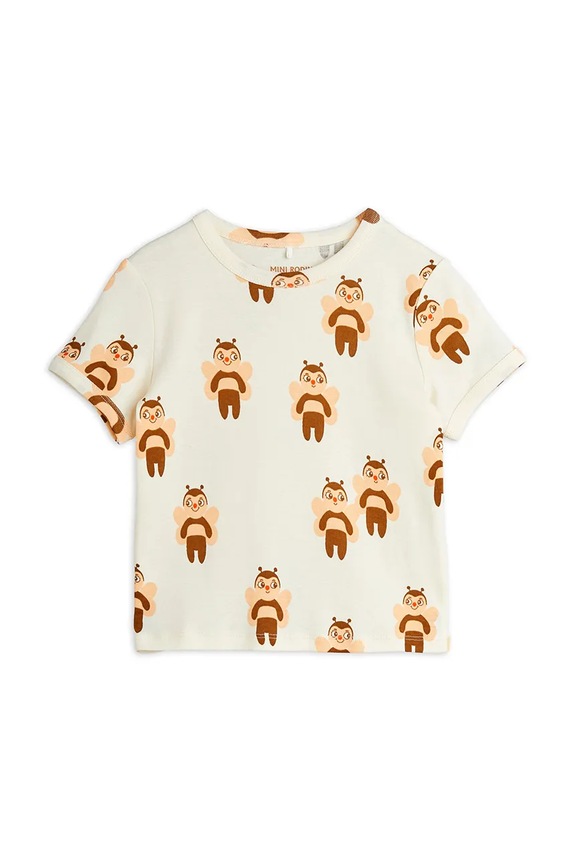 Mini Rodini t-shirt bawełniany dziecięcy Bees wzorzyste beżowy 2562013911