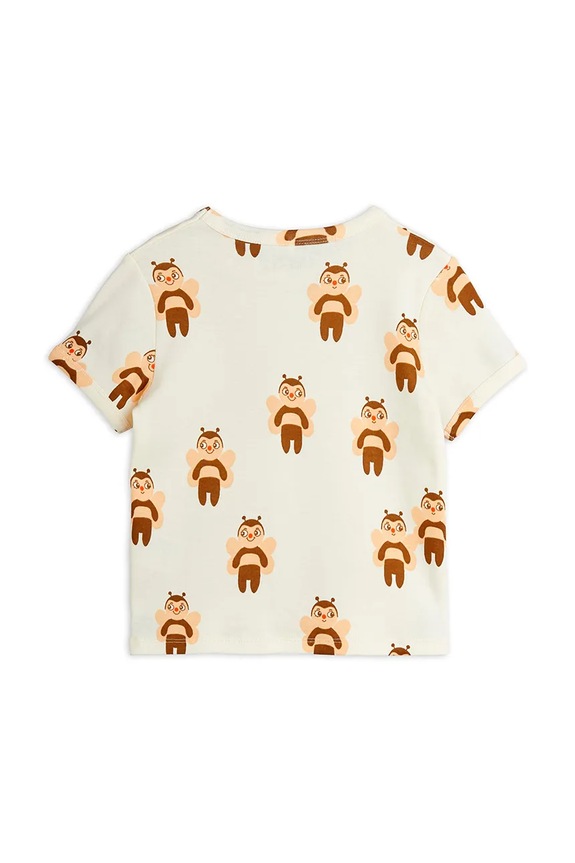 Mini Rodini t-shirt bawełniany dziecięcy Bees 2562013911 beżowy AW25