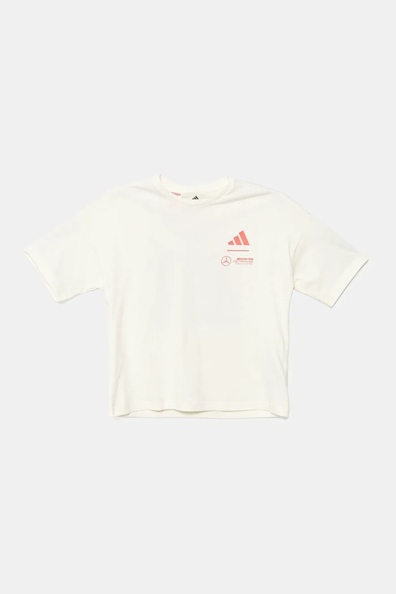Detské bavlnené tričko adidas Performance MERCEDES bavlna béžová JX6280