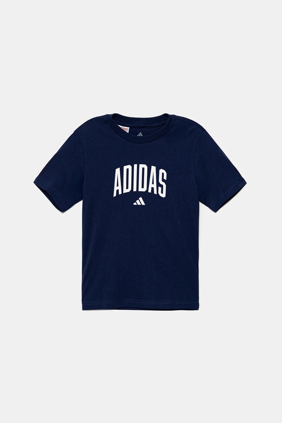 Detské bavlnené tričko adidas JV5193 tmavomodrá AW25