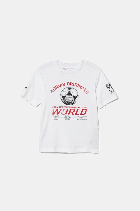 adidas Originals tricou de bumbac pentru copii JV7694 alb AW25