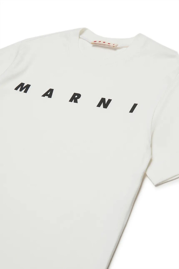 Мальчик Хлопковая футболка Marni MT135U T-SHIRT M002MV бежевый