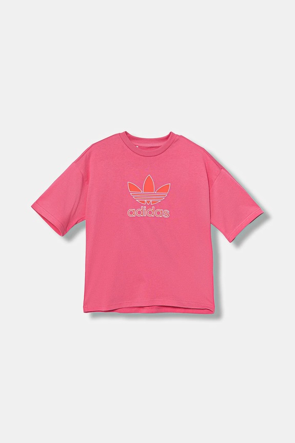 Детская хлопковая футболка adidas Originals JV8559 розовый AW25