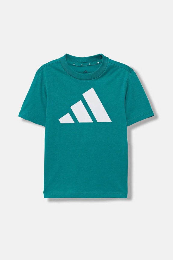 adidas t-shirt bawełniany dziecięcy JV9885 turkusowy AW25