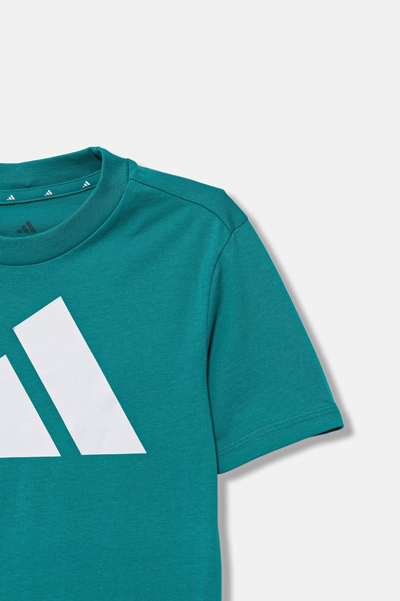 adidas t-shirt bawełniany dziecięcy turkusowy JV9885