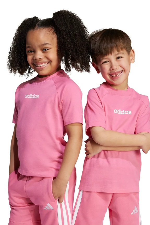 adidas t-shirt in cotone per bambini sovrastampa rosa JV9969