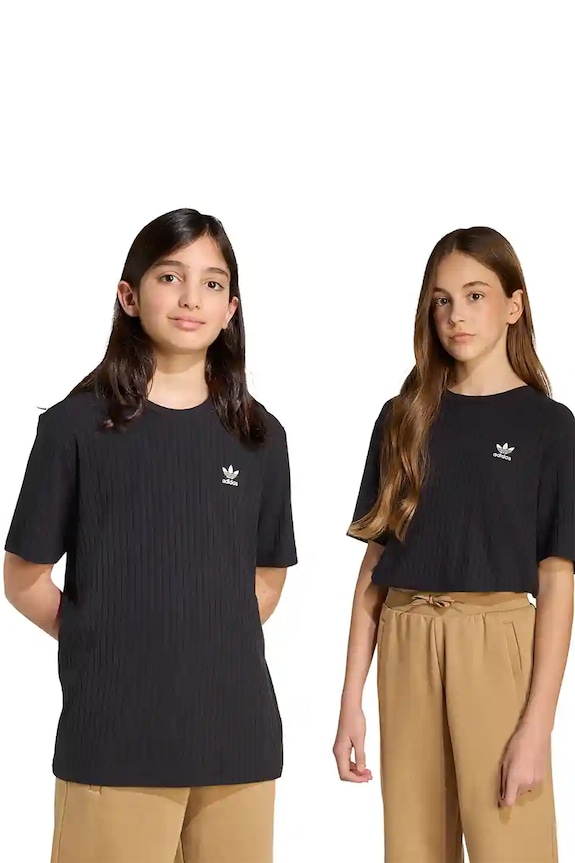 adidas Originals maglietta per bambini tessuto elasticizzato nero JX5178